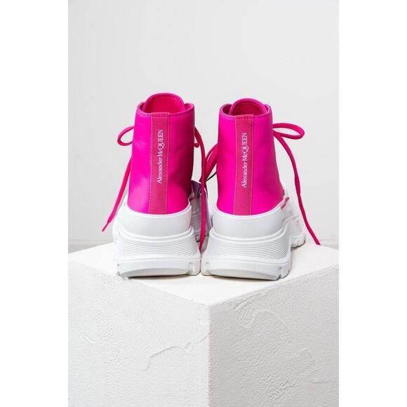Alexander McQueen Bright Pink Chunky Platform High Top Sneaker - Picture 2 of 5